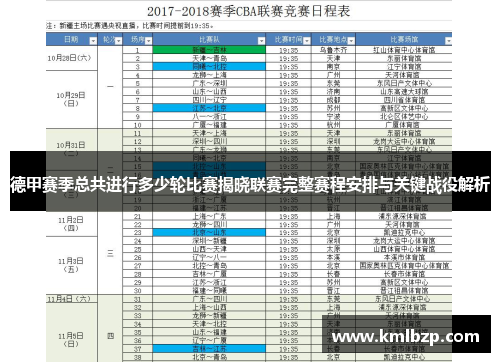 德甲赛季总共进行多少轮比赛揭晓联赛完整赛程安排与关键战役解析